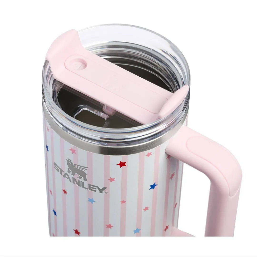 40 oz Stainless Steel H2.0 FlowState Quencher Tumbler Pink Starry Stripes